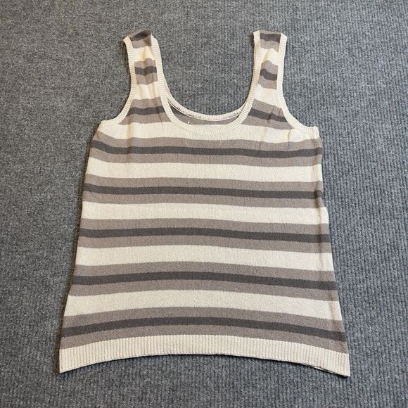 Free People FP Size Medium Beach Vista Sweater Tank Taupe Striped Loose Fit NEW - Picture 7 of 9